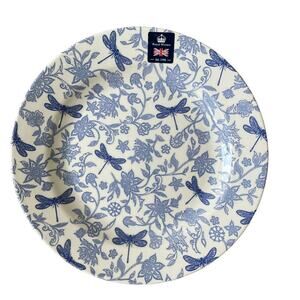 ROYAL WESSEX Set of 2 Porcelain Dinner Plates Blue White Floral Dragonflies NEW